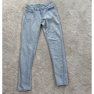 UWD Jeans Womens 3 Juniors Blue Gray Denim Skinny Stretch Bling Embellished